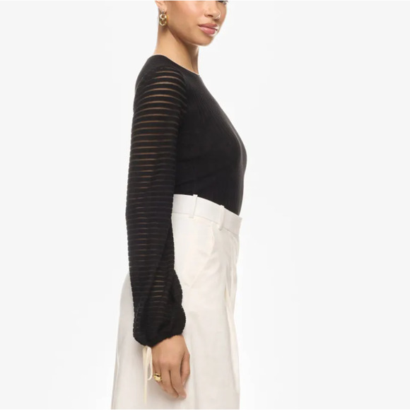 Roksanda Black Balloon Sleeve Top MEDIUM Ribbed Knit Work Cocktail Designer $260 - Picture 3 of 9